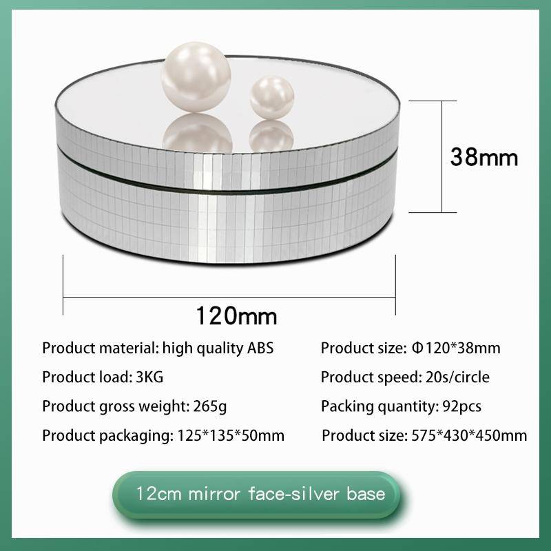 12cm 360 Degree Rotating Turntable Mirror Electric Display Stand Video Shooting Props Turntable, ...