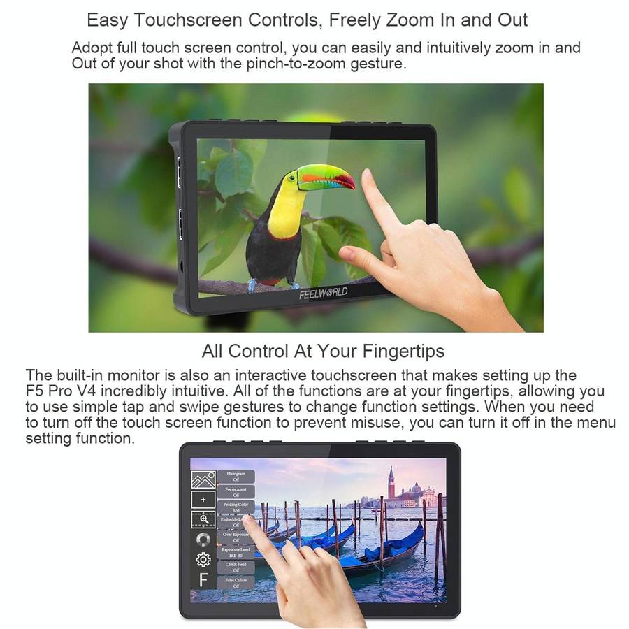 FEELWORLD F5 Pro V4 6 inch Touch Screen DSLR Camera Field Monitor 3D LUT 4K HDMI Input Output Til...