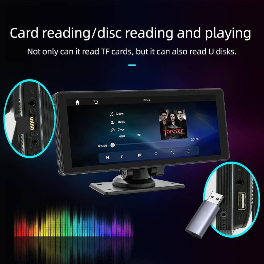 B5303R 10.26 inch Portable Car MP5 Player Built-in Driving Recorder Support CarPlay / Android Aut...