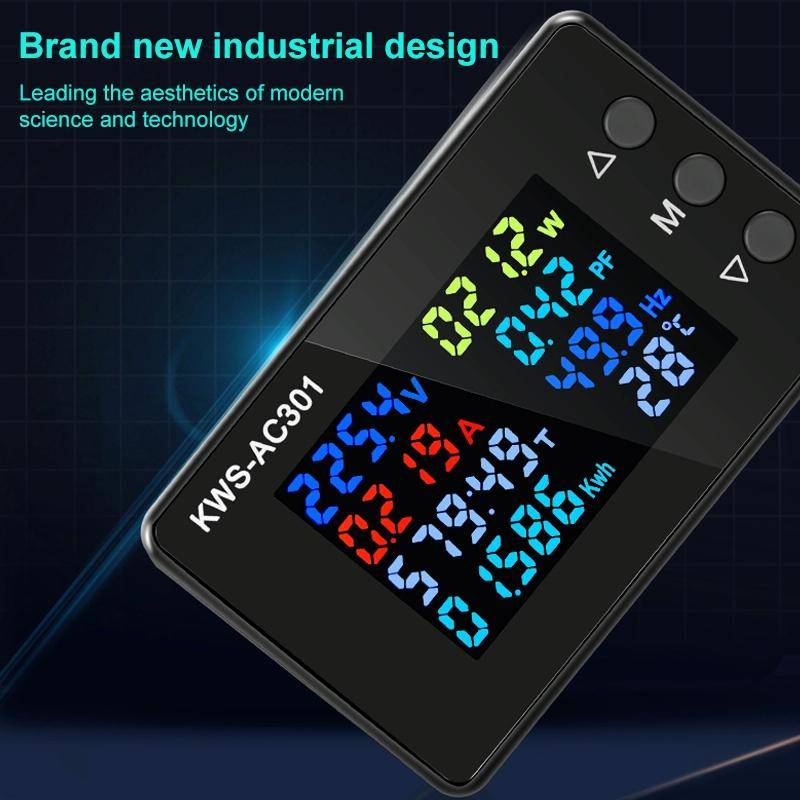 KWS-AC301-100A 50-300V AC Digital Current Voltmeter with Opening Transformer(Black)