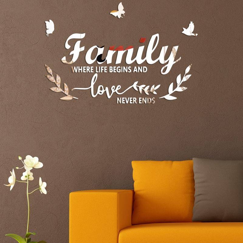 Acrylic Familylove Stereoscopic Mirror Wall Stickers Home Self-Adhesive Decorative Soft Mirror(Bl...