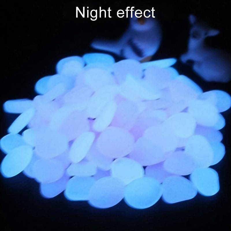 100 PCS Glow in The Dark Garden Pebbles for Walkways & Decoration and Plants Luminous Stones(Dark...