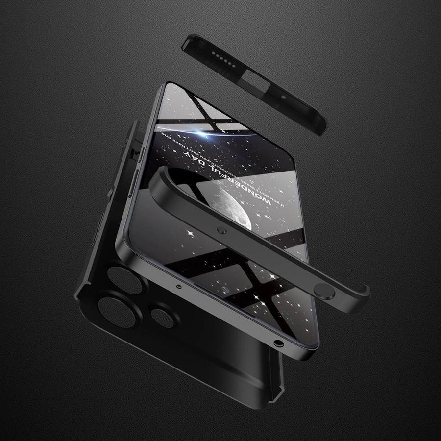 For Xiaomi Redmi 12 5G GKK Three Stage Splicing Full Coverage PC Phone Case with Stand(Black)