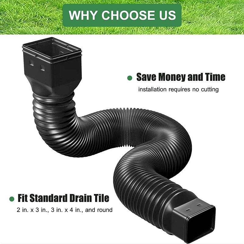 Downspout Extenders Telescoping Rain Gutter Drains(Black)