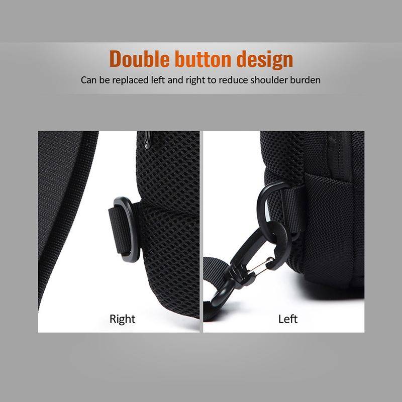 OZUKO 9223 Anti-theft Men Chest Bag Waterproof Crossbody Bag with External USB Charging Port, Sty...