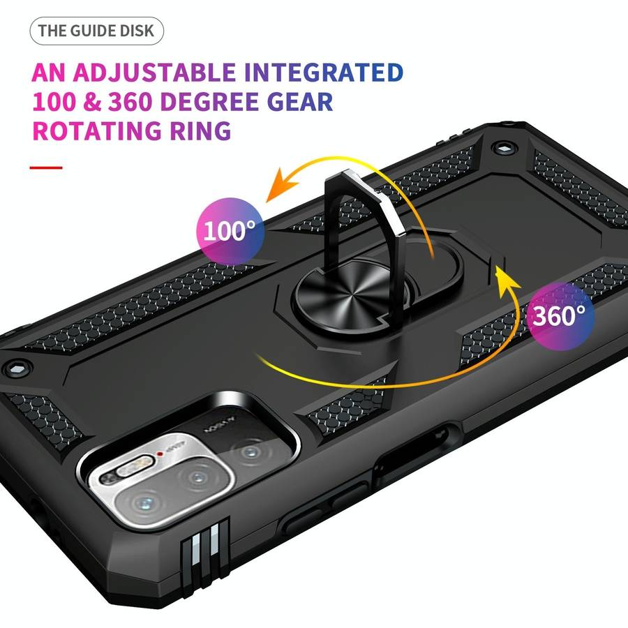 For Xiaomi Redmi Note 10 5G Shockproof TPU + PC Protective Case with 360 Degree Rotating Holder(B...