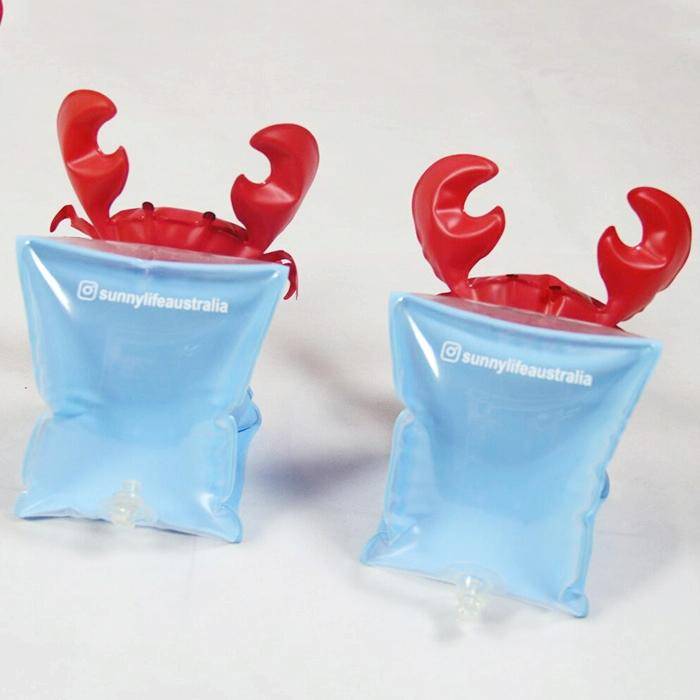 Children Inflatable Red Crabs Shape Arm Bands Floatation Sleeves Water Wings Swimming Floats, Siz...