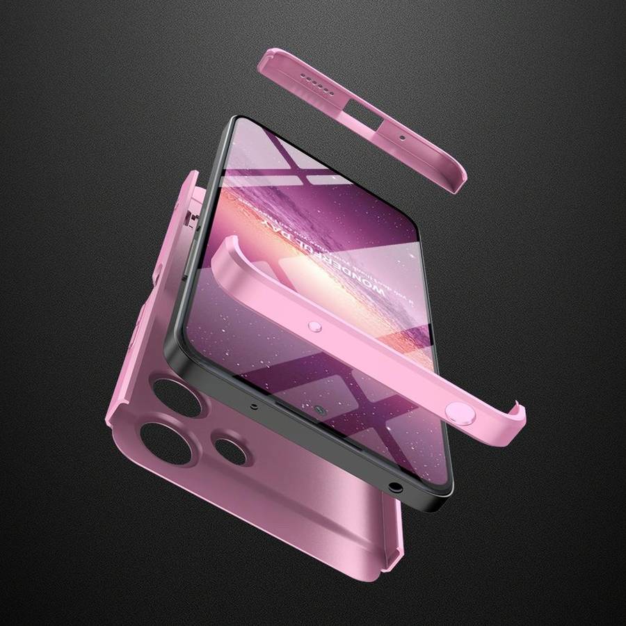For Xiaomi Redmi 12 5G GKK Three Stage Splicing Full Coverage PC Phone Case with Stand(Rose Gold)