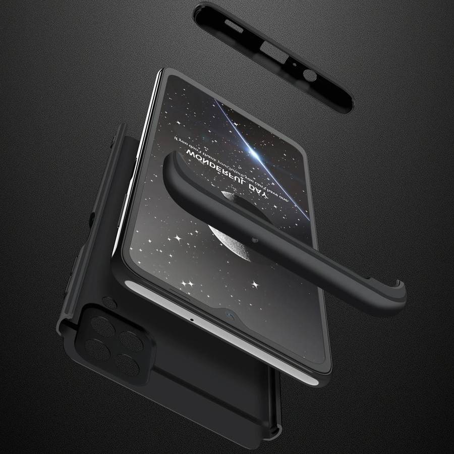 For Samsung Galaxy A12 GKK Three Stage Splicing Full Coverage PC Case(Black)