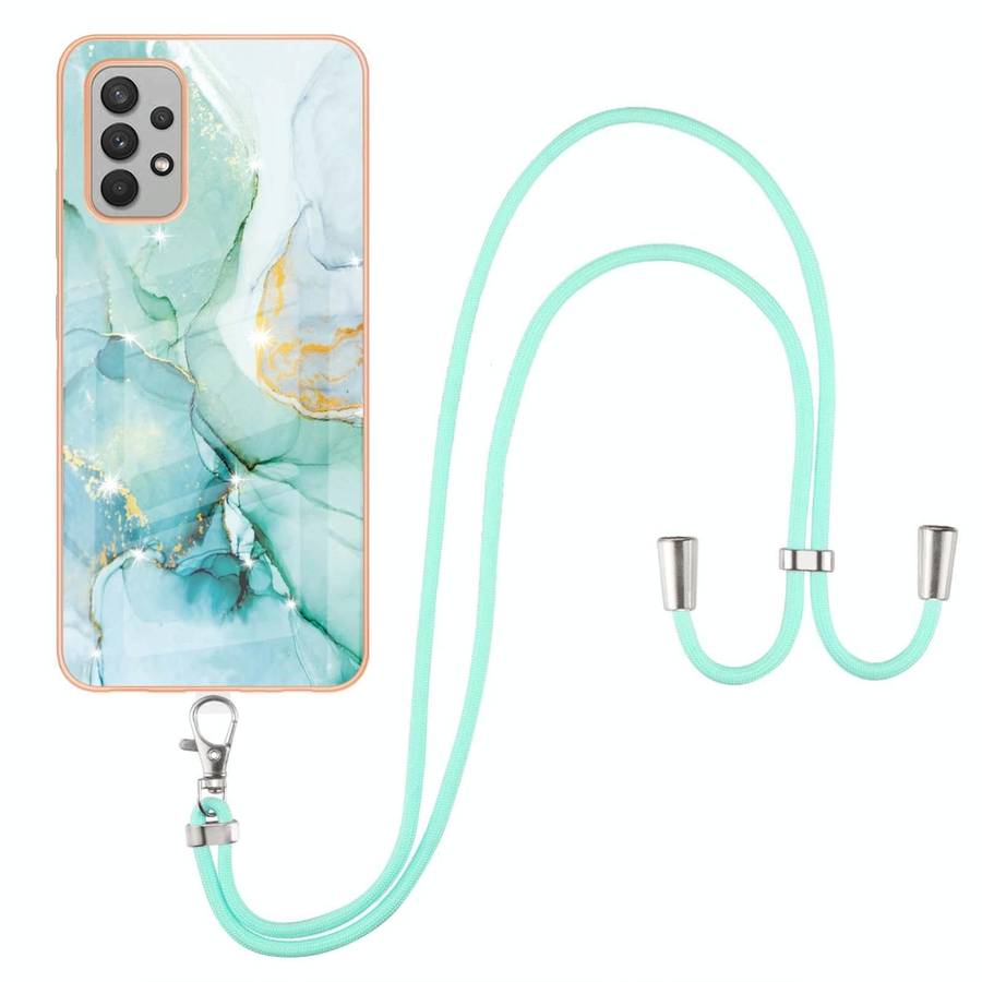 For Samsung Galaxy A32 4G EU Version Electroplating Marble Pattern IMD TPU Shockproof Case with N...