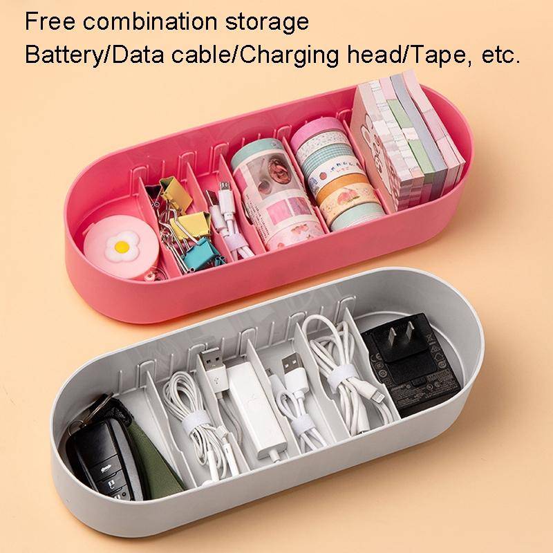 Household Battery Storage Box Data Cable Charger Storage Organizer Box, Color: Blue Single Layer