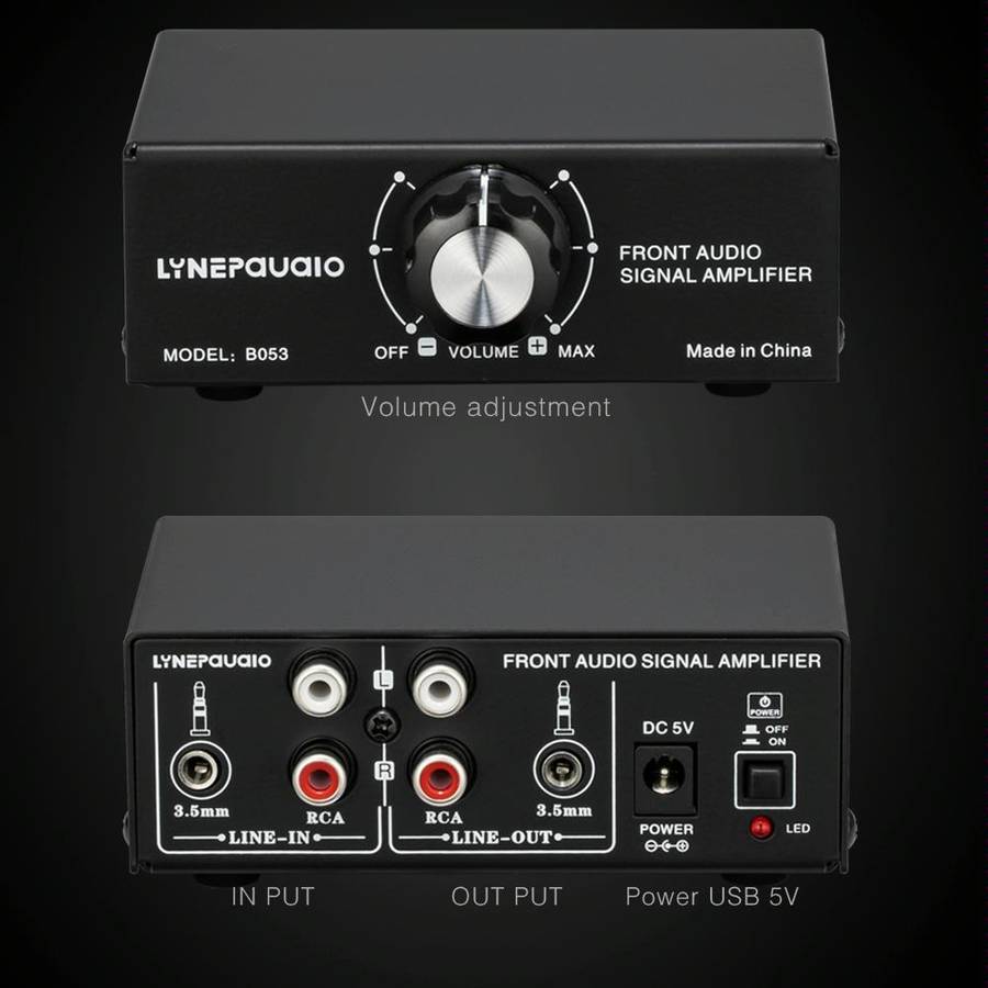 B053 Front Stereo Sound Amplifier Headphone Speaker Amplifier Booster with Volume Adjustment, 2-W...