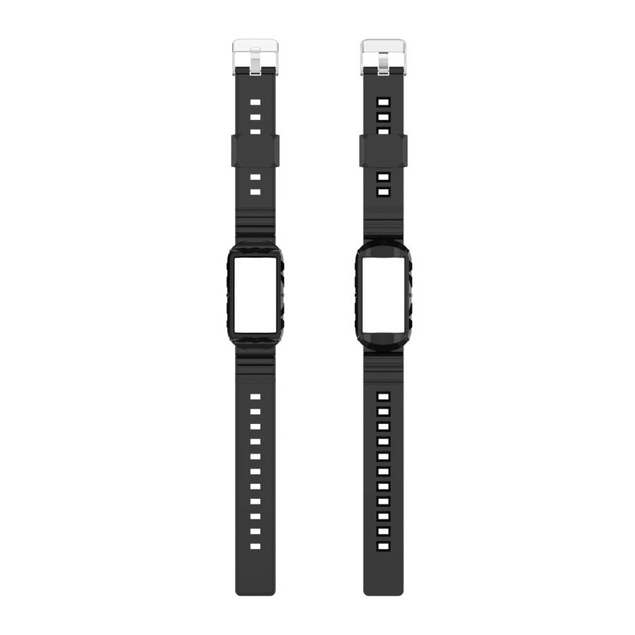 For Fitbit Charge 4 SE Silicone One Body Armor Watch Band(Black)