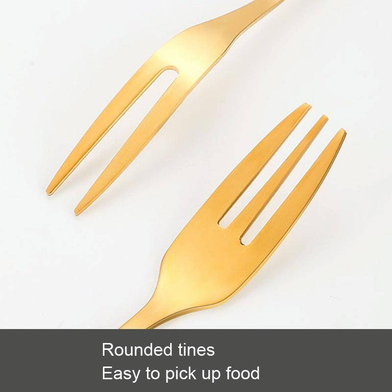 6pcs/set Stainless Steel Cake Knife And Fork Set, Color: Silver With 3-tine Forks
