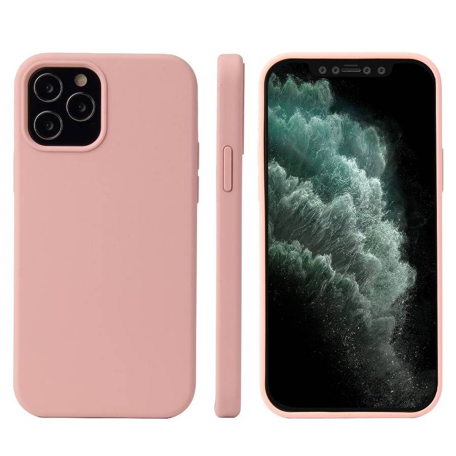 For iPhone 12 / 12 Pro Solid Color Liquid Silicone Shockproof Protective Case(Sand Pink)