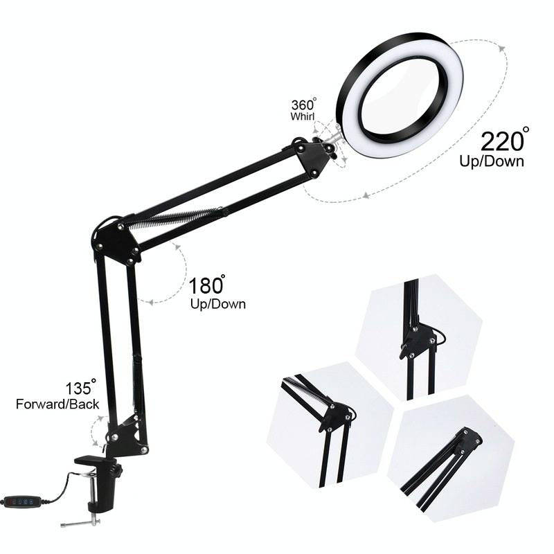 LED Eye Protection Reading Book Light USB Folding Clip Magnifying Glass Electronic Maintenance Li...