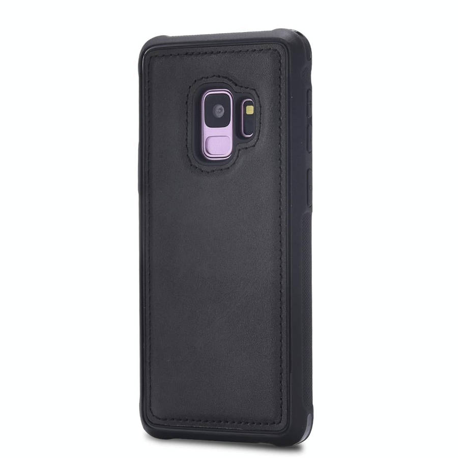For Galaxy S9 Magnetic Shockproof PC + TPU + PU Leather Protective Case(Black)