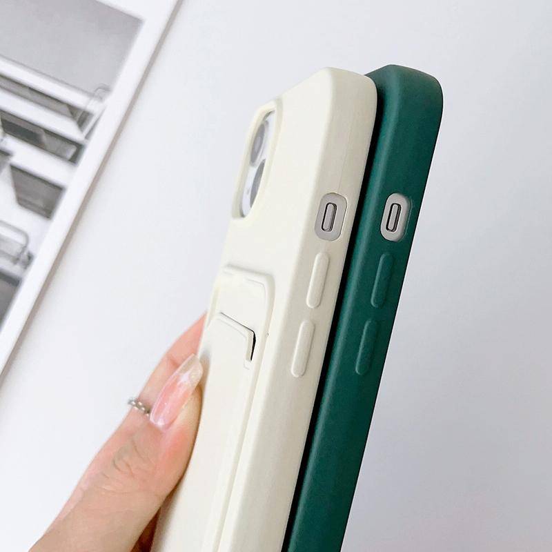 For iPhone 13 Crossbody Lanyard Elastic Silicone Card Holder Phone Case(Grey)