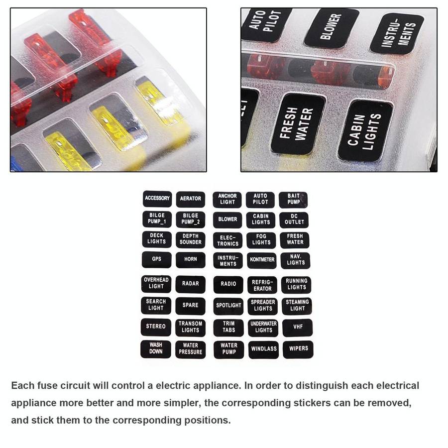 1 in 6 Out 6 Way Circuit Fuse Box Screw Terminal Section Fuse Holder Kits with LED Warning Indica...