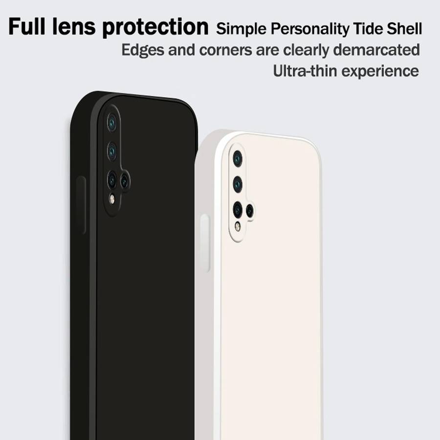For Huawei nova 5 Pro Solid Color Imitation Liquid Silicone Straight Edge Dropproof Full Coverage...