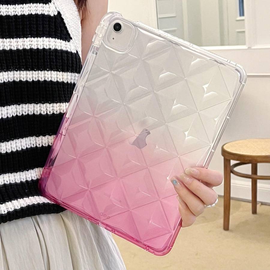 For iPad Air 11 2024 / iPad Pro 11 Gradient Diamond Plaid TPU Tablet Case(Gradient Pink)