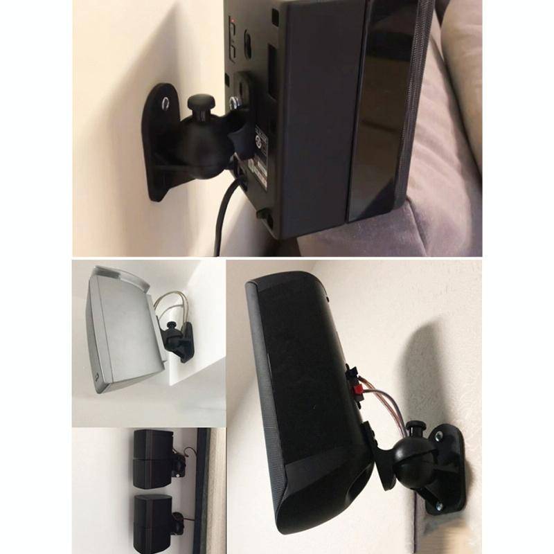 Pair Black Surround Sound Speaker Wall Mount Brackets 45 Degree Rotatable Design TV Wall Mount 8 ...