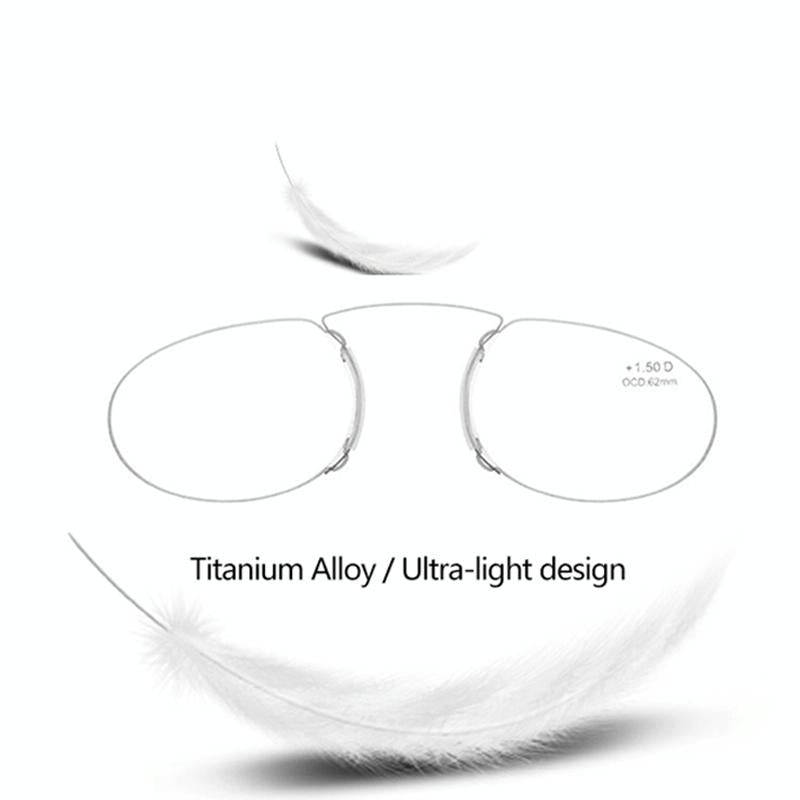 Pince-nez Reading Glasses Frameless Magnifying Glasses, Degree: +250(Red)