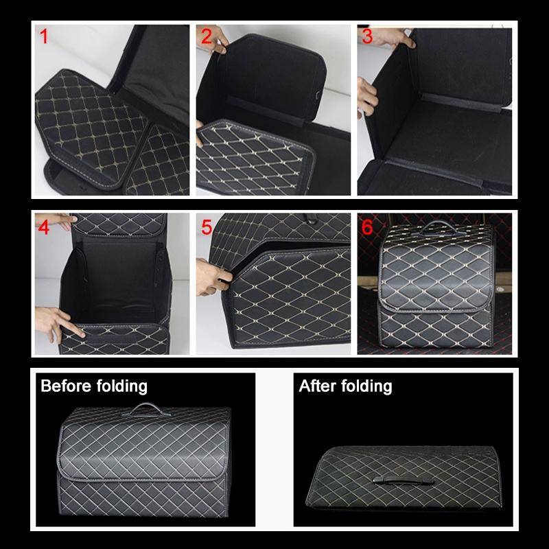 Car Trunk Foldable Storage Box, Checkered Small Size: 33 x 32 x 30cm(Black Red)