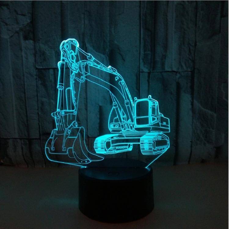 3W Excavator 3D Light Colorful Touch Control Light Creative Small Table Lamp with Black Base, Sty...