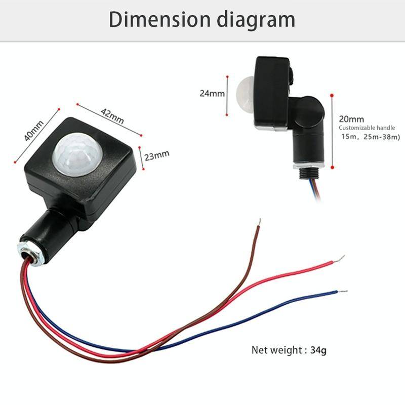 Automatic Security PIR Infrared Motion Sensor Detector Wall Spotlights Switch, Size:10mm(Black)