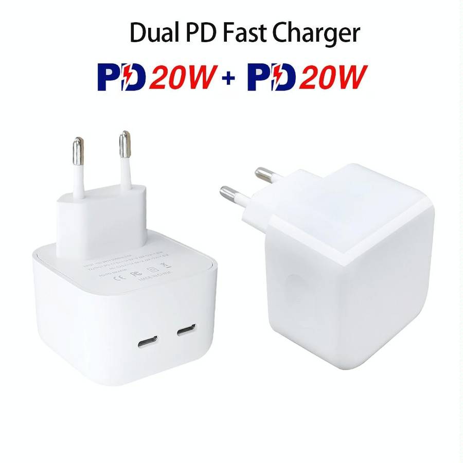 SDC-40W Dual PD USB-C / Type-C Charger for iPhone / iPad Series, EU Plug