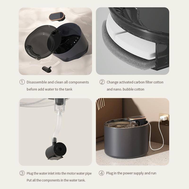3L Electric Pet Water Dispenser Automatic Cat Water Fountain With Light(White)