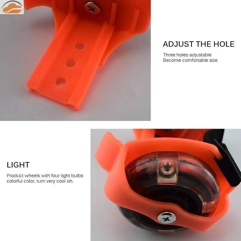 1 Pair Children Roller Skates Accessories Adjustable Three-color Luminous Wheel(Orange)
