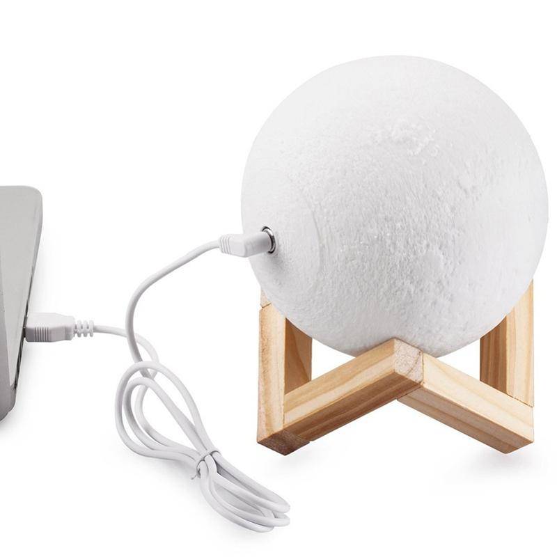 Customized Touch Switch 2-color 3D Print Moon Lamp USB Charging Energy-saving LED Night Light wit...