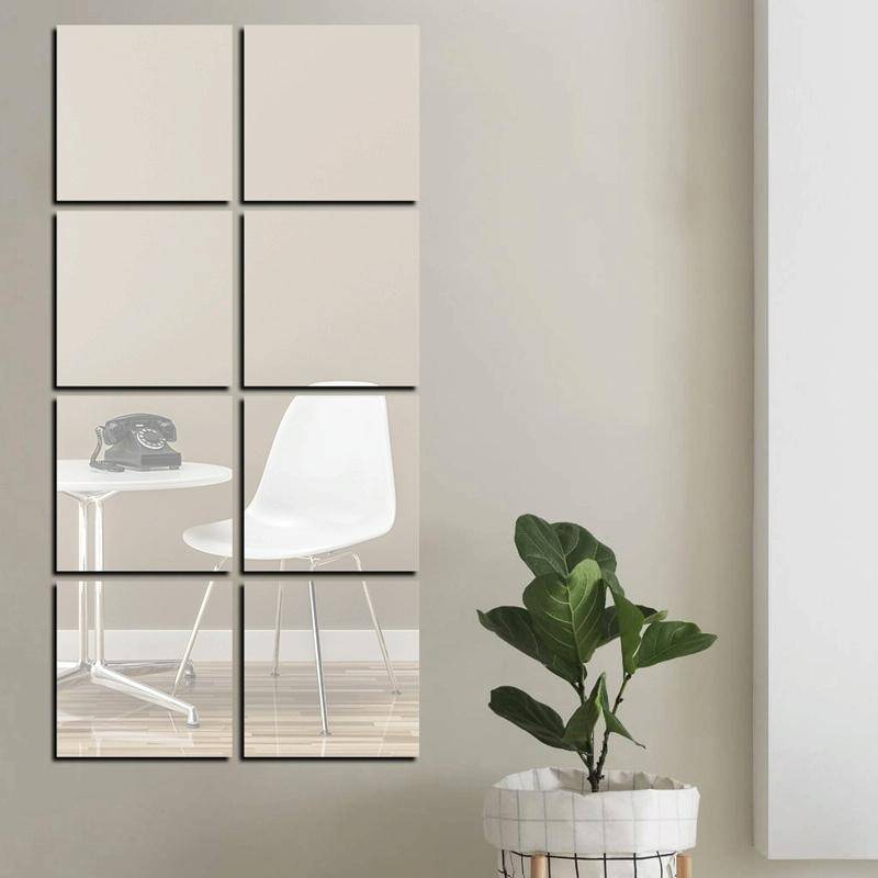 10cm x 10cm Acrylic Mirror Square Stereo Wall Stickers Self-Adhesive Decorative Soft Mirror Right...