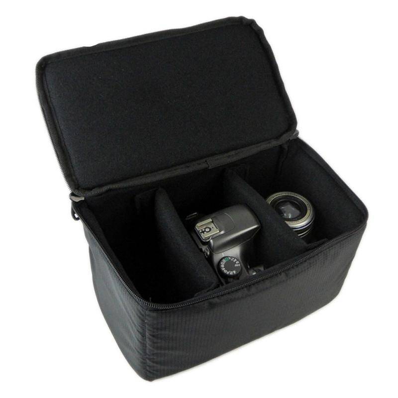 Water-resistant DSLR Padded insert Case Waterproof Zipper Removable Partition Camera Bags(Dark Grey)
