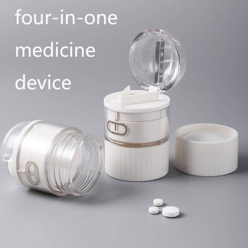 S0466 Medicine Cutter Tablet Grinding Cutter Medicine Dispensing Transparent Portable Storage Box...