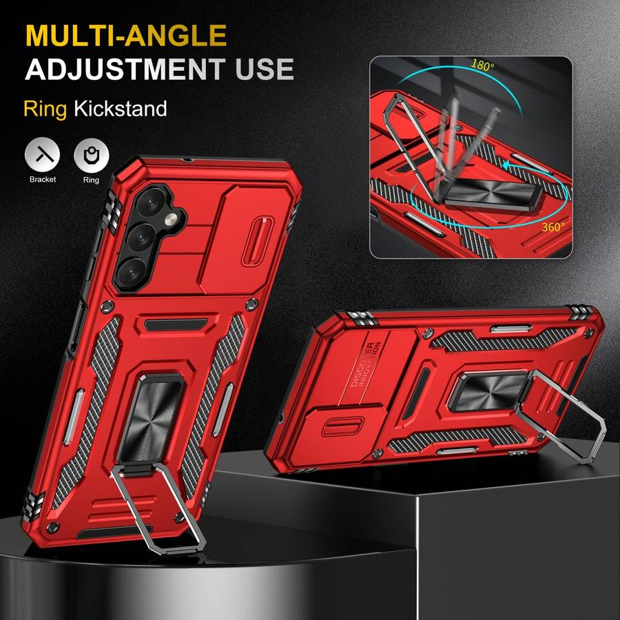 For Samsung Galaxy A15 Armor PC + TPU Camera Shield Phone Case(Red)