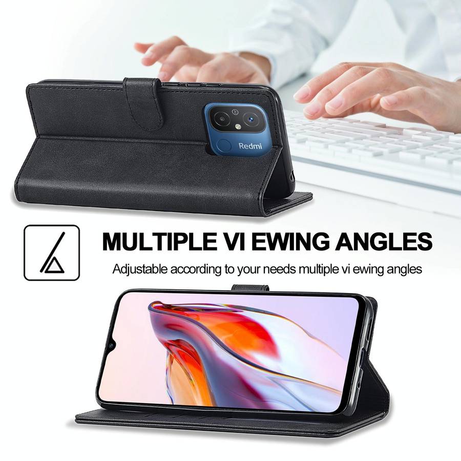 For Xiaomi Redmi 12C/11A Global LC.IMEEKE Calf Texture Horizontal Flip Leather Case(Black)