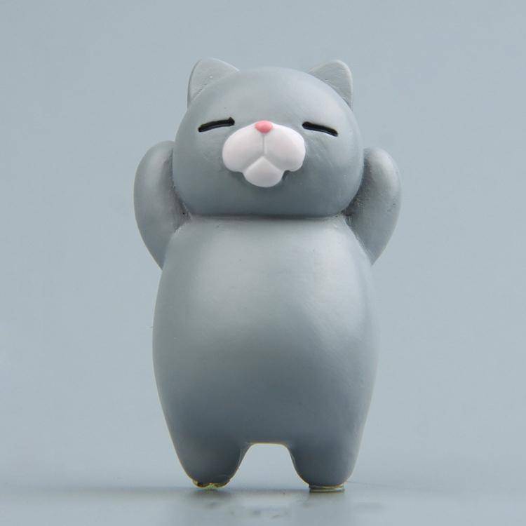 Cartoon Cat Fridge Magnet Resin Ornament Ornament Without Magnetic Sticker(Gray Cat)