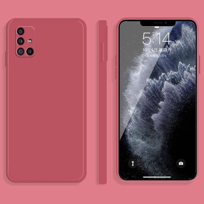 For Samsung Galaxy A31 Solid Color Imitation Liquid Silicone Straight Edge Dropproof Full Coverag...