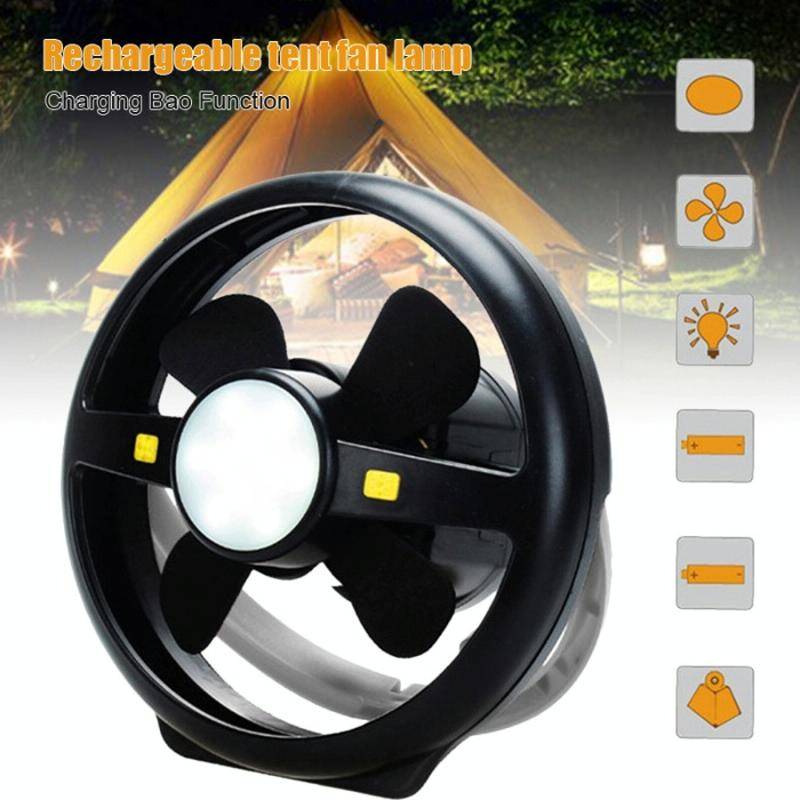 Outdoor Tent USB Hook Light LED Camping Fan Light(Black)