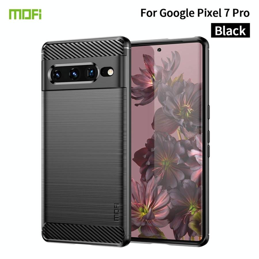 For Google pixel 7 Pro 5G MOFI Gentleness Series Brushed Texture Carbon Fiber TPU Phone Case(Black)