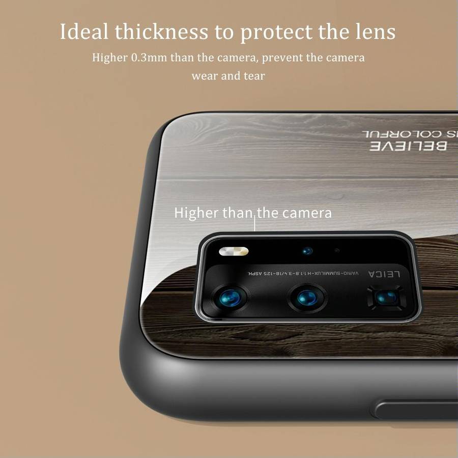 For Huawei P40 Pro Wood Grain Glass Protective Case(M01)