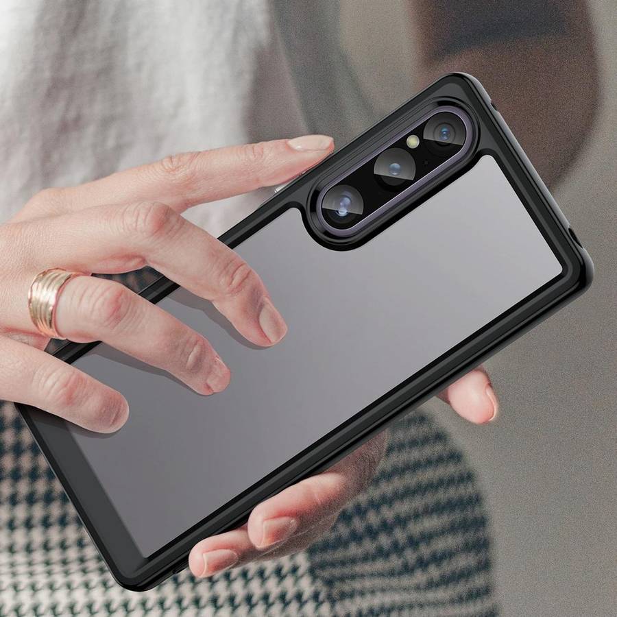For Sony Xperia 1 V Colorful Series Acrylic + TPU Phone Case(Black)