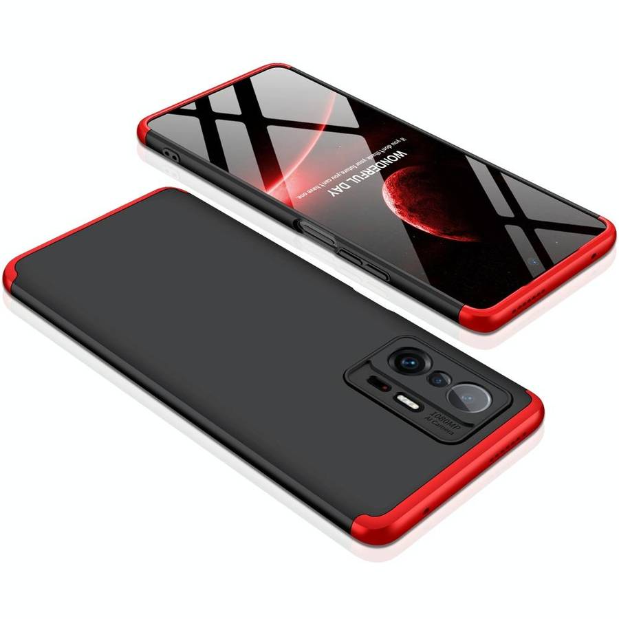 For Xiaomi Mi 11T GKK Three Stage Splicing Full Coverage PC Phone Case(Black Red)