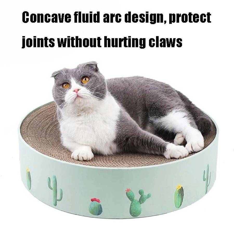 Round Corrugated Cat Scratcher Claw Sharpener Toy Bed, Colour: Pink 32x32x6cm