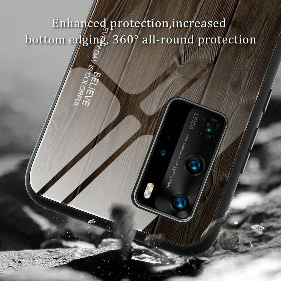 For Huawei P40 Pro Wood Grain Glass Protective Case(M01)