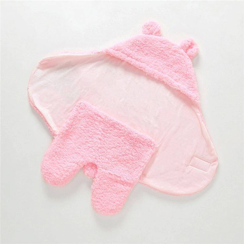 Cute Cartoon Bear Ear Cotton Baby Sleeping Blanket(Pink)
