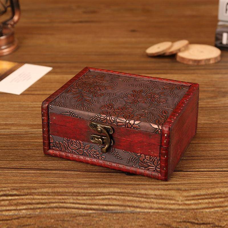 Wooden Vintage Jewelry Box Sorage And Shooting Props, Size: 14.5x11.5x6.5cm(C Grapes)